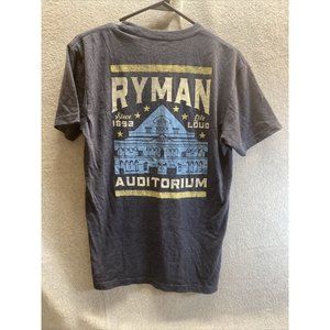 RYMAN Men Sz S Blue SHIRT Ryman Auditorium Logo Stars Crew Neck Breathable